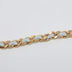 Pre Owned Tory Burch Pale Blue Leather Fleming Shoulder Bag