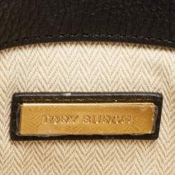 Pre Owned Tory Burch Black Leather Kira Chain Clutch