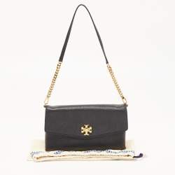 Pre Owned Tory Burch Black Leather Kira Chain Clutch