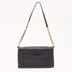 Pre Owned Tory Burch Black Leather Kira Chain Clutch