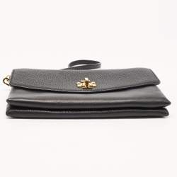 Pre Owned Tory Burch Black Leather Kira Chain Clutch