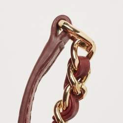 Pre Owned Tory Burch Dark Red Quilted Leather Fleming Chain Tote