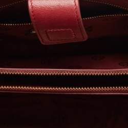 Pre Owned Tory Burch Dark Red Quilted Leather Fleming Chain Tote