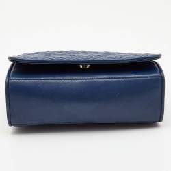 Pre Owned Tory Burch Blue Leather Medium Fleming Shoulder Bag