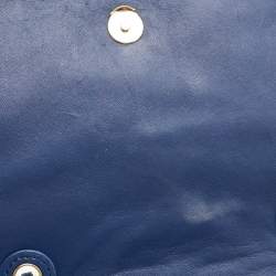 Pre Owned Tory Burch Blue Leather Medium Fleming Shoulder Bag