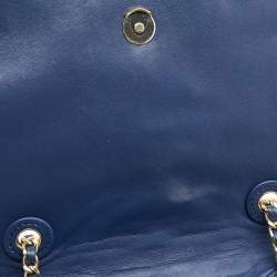 Pre Owned Tory Burch Blue Leather Medium Fleming Shoulder Bag