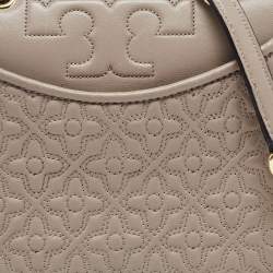 Pre Owned Tory Burch Taupe Leather Mini Alexa Crossbody Bag