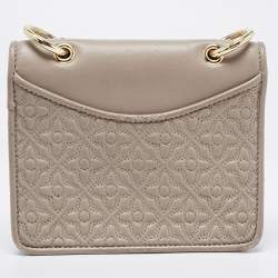 Pre Owned Tory Burch Taupe Leather Mini Alexa Crossbody Bag