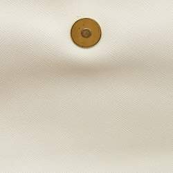 Pre Owned Tory Burch Off White Perforated Leather Robinson Flap Crossbody Bag