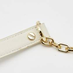 Pre Owned Tory Burch Off White Perforated Leather Robinson Flap Crossbody Bag