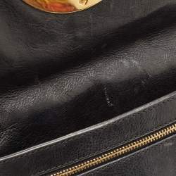 Pre Owned Tory Burch Black Leather Amanda Logo Crossbody Bag