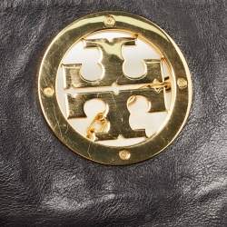 Pre Owned Tory Burch Black Leather Amanda Logo Crossbody Bag