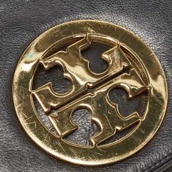 Pre Owned Tory Burch Black Leather Amanda Logo Crossbody Bag