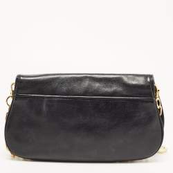 Pre Owned Tory Burch Black Leather Amanda Logo Crossbody Bag