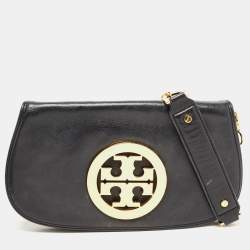 Pre Owned Tory Burch Black Leather Amanda Logo Crossbody Bag