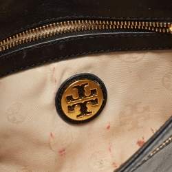 Pre Owned Tory Burch Black Leather Amanda Logo Crossbody Bag