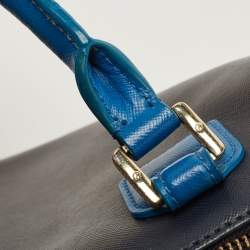 Pre Owned Tory Burch Two Tone Blue Leather Robinson Middy Satchel