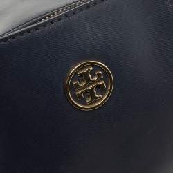 Pre Owned Tory Burch Two Tone Blue Leather Robinson Middy Satchel