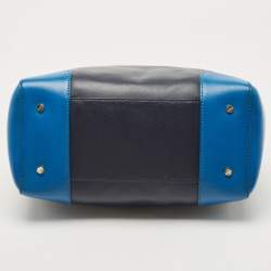 Pre Owned Tory Burch Two Tone Blue Leather Robinson Middy Satchel
