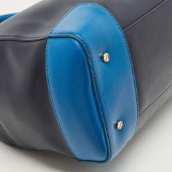 Pre Owned Tory Burch Two Tone Blue Leather Robinson Middy Satchel