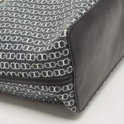 Pre Owned Tory Burch Black/White Gemini Link Coated Canvas and Leather Tote