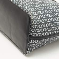 Pre Owned Tory Burch Black/White Gemini Link Coated Canvas and Leather Tote