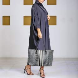 Pre Owned Tory Burch Black/White Gemini Link Coated Canvas and Leather Tote