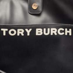 Pre Owned Tory Burch Black/White Gemini Link Coated Canvas and Leather Tote