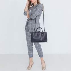 Pre Owned  Tory Burch Navy Blue Saffiano Leather Robinson Double Zip Tote