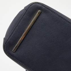 Pre Owned  Tory Burch Navy Blue Saffiano Leather Robinson Double Zip Tote