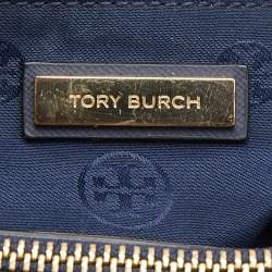 Pre Owned  Tory Burch Navy Blue Saffiano Leather Robinson Double Zip Tote