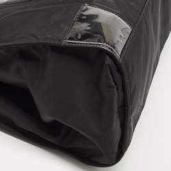 Pre Owned Tory Burch Black Patent Leather and Nylon Large Ella Tote