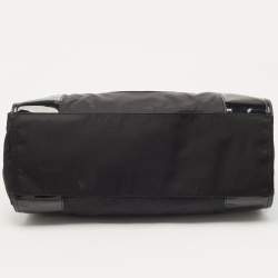 Pre Owned Tory Burch Black Patent Leather and Nylon Large Ella Tote
