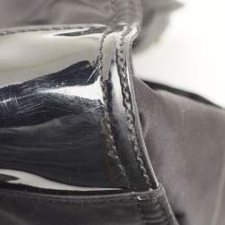 Pre Owned Tory Burch Black Patent Leather and Nylon Large Ella Tote