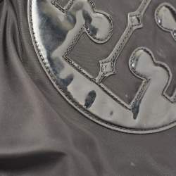 Pre Owned Tory Burch Black Patent Leather and Nylon Large Ella Tote