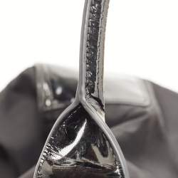 Pre Owned Tory Burch Black Patent Leather and Nylon Large Ella Tote