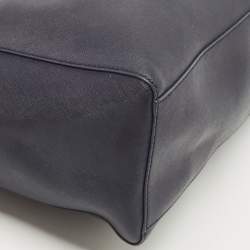 Pre Owned Tory Burch Navy Blue Saffiano Leather York Buckle Tote