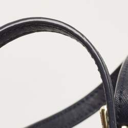 Pre Owned Tory Burch Navy Blue Saffiano Leather York Buckle Tote