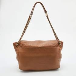 Pre Owned Tory Burch Tan Leather Marion Flap Shoulder Bag