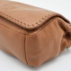 Pre Owned Tory Burch Tan Leather Marion Flap Shoulder Bag