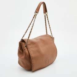 Pre Owned Tory Burch Tan Leather Marion Flap Shoulder Bag
