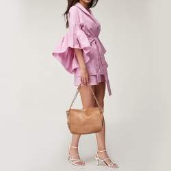 Pre Owned Tory Burch Tan Leather Marion Flap Shoulder Bag