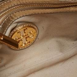 Pre Owned Tory Burch Gold Leather Amanda Clutch Bag