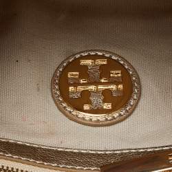 Pre Owned Tory Burch Gold Leather Amanda Clutch Bag