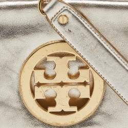 Pre Owned Tory Burch Gold Leather Amanda Clutch Bag