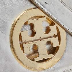 Pre Owned Tory Burch Gold Leather Amanda Clutch Bag