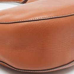 Pre Owned Tory Burch Brown Leather Miller Metal-Logo Mini Hobo