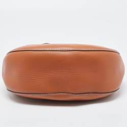 Pre Owned Tory Burch Brown Leather Miller Metal-Logo Mini Hobo
