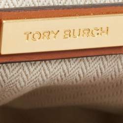Pre Owned Tory Burch Brown Leather Miller Metal-Logo Mini Hobo
