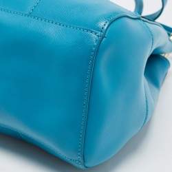 Pre Owned Tory Burch Teal Blue Saffiano Leather Robinson Tote